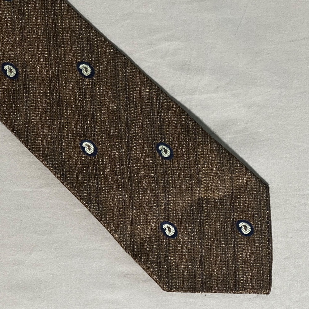 Vintage Canali Men's 100% Silk Necktie Italy Designer Paisley Neck Tie Brown